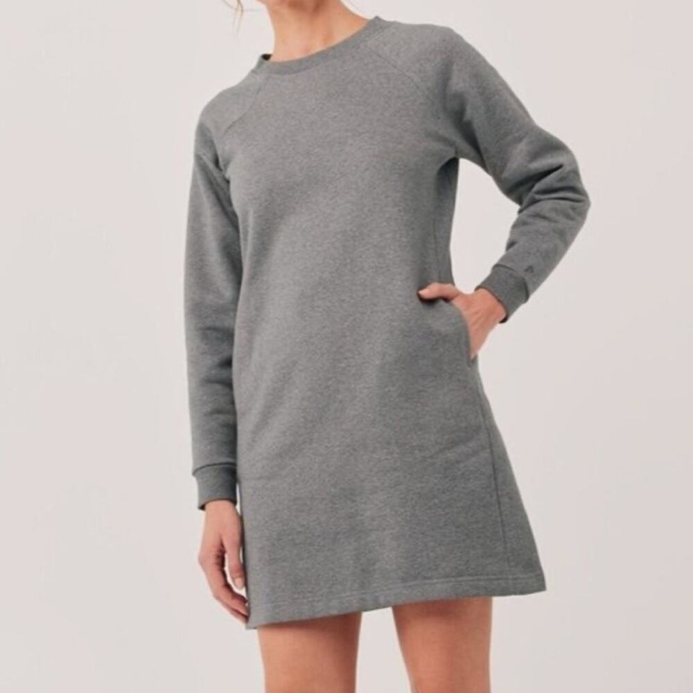 Pact Courtside sweatshirt dress in gray organic cotton sz M
